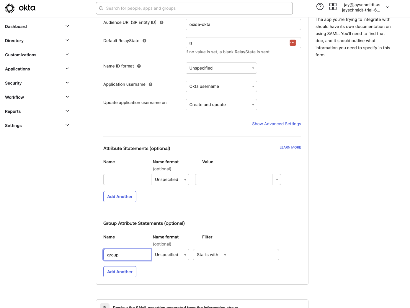 Okta group attribute mapping