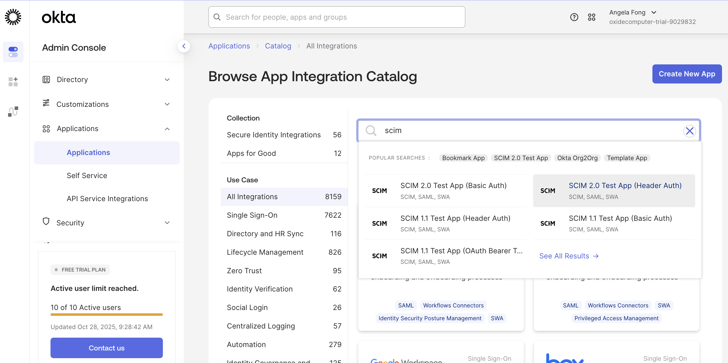 Okta create SAML-SCIM app